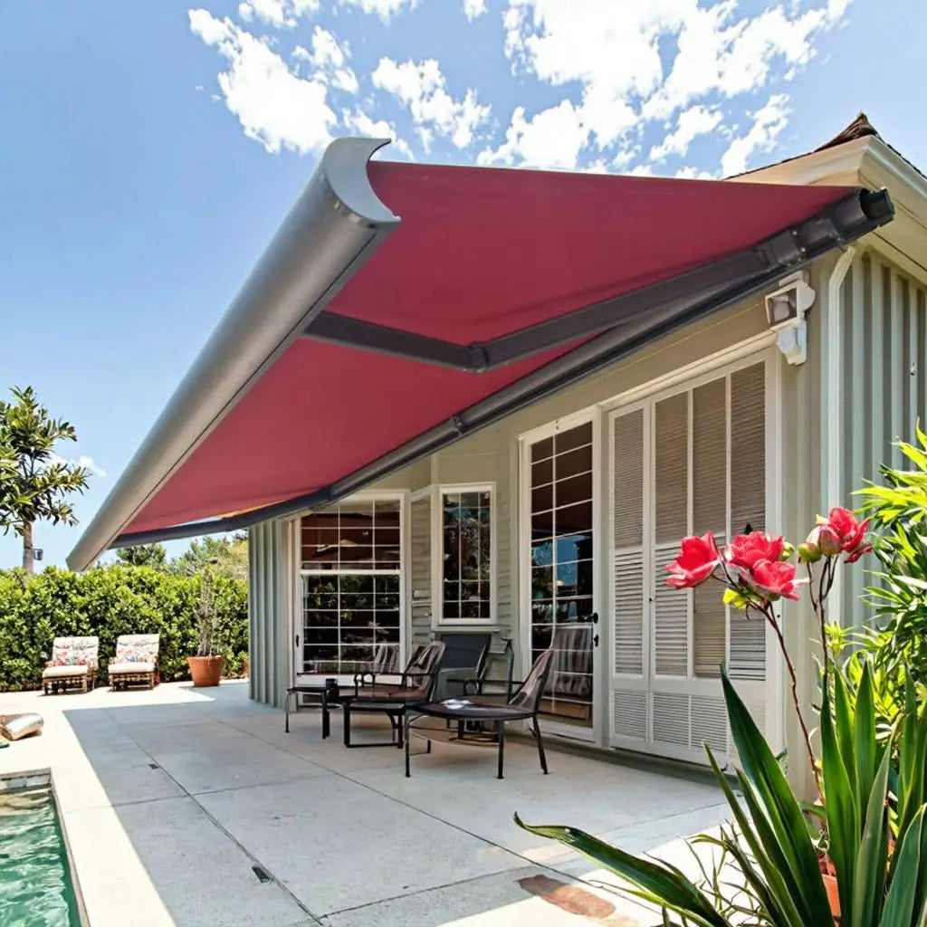 ELECTRIC AWNING - Custom Size & Color, UV-Resistant Acrylic - Outdoor Shade