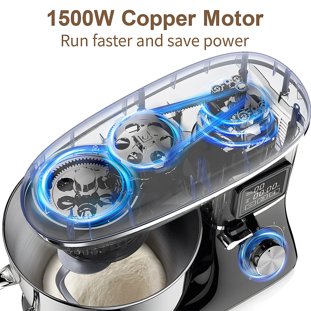 1500W Stand Mixer 6.5L - 6-Speed Kitchen Food Mixer LED