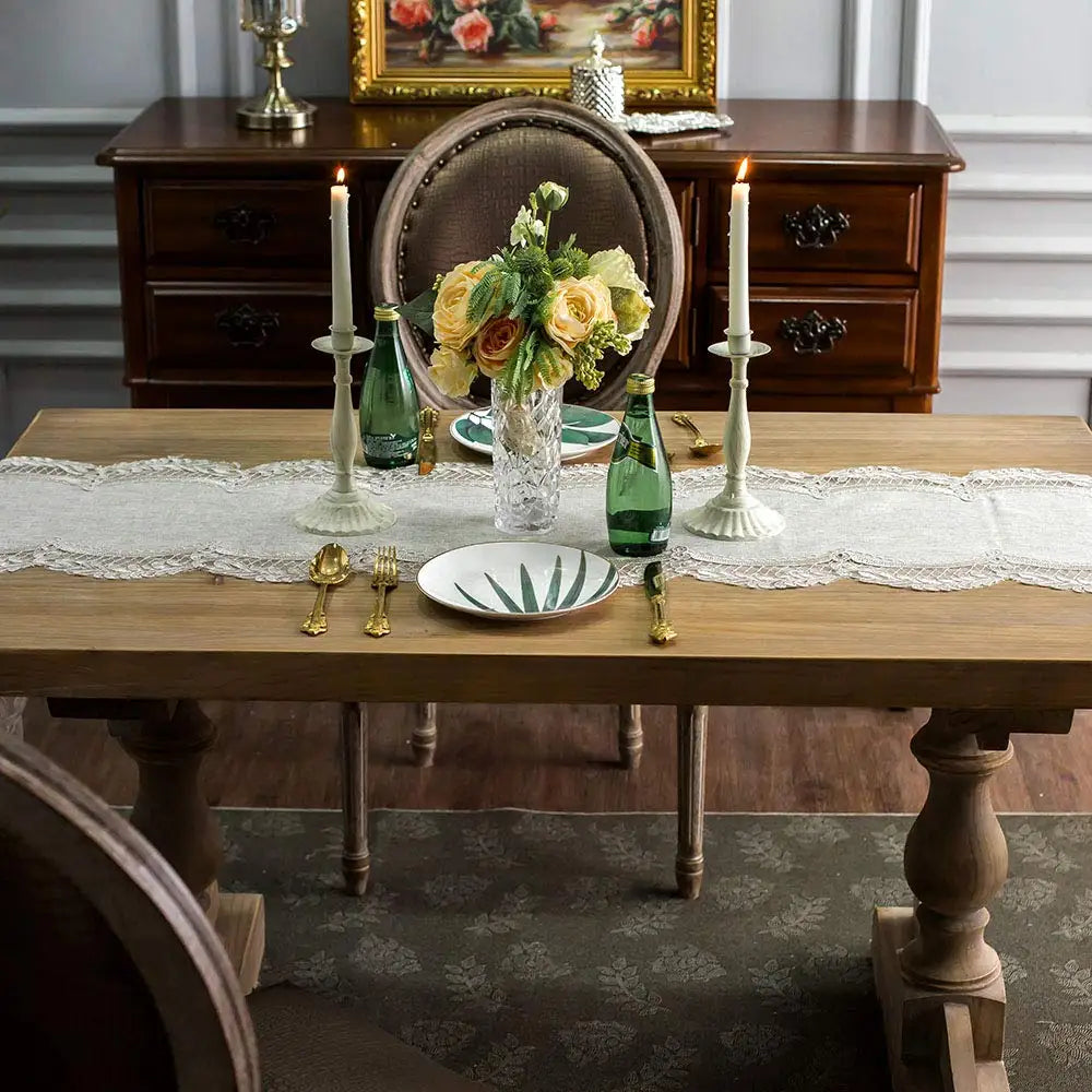 MACRAMÉ TABLE RUNNER - Floral Lace Border, 8 Sizes - Refined Tables