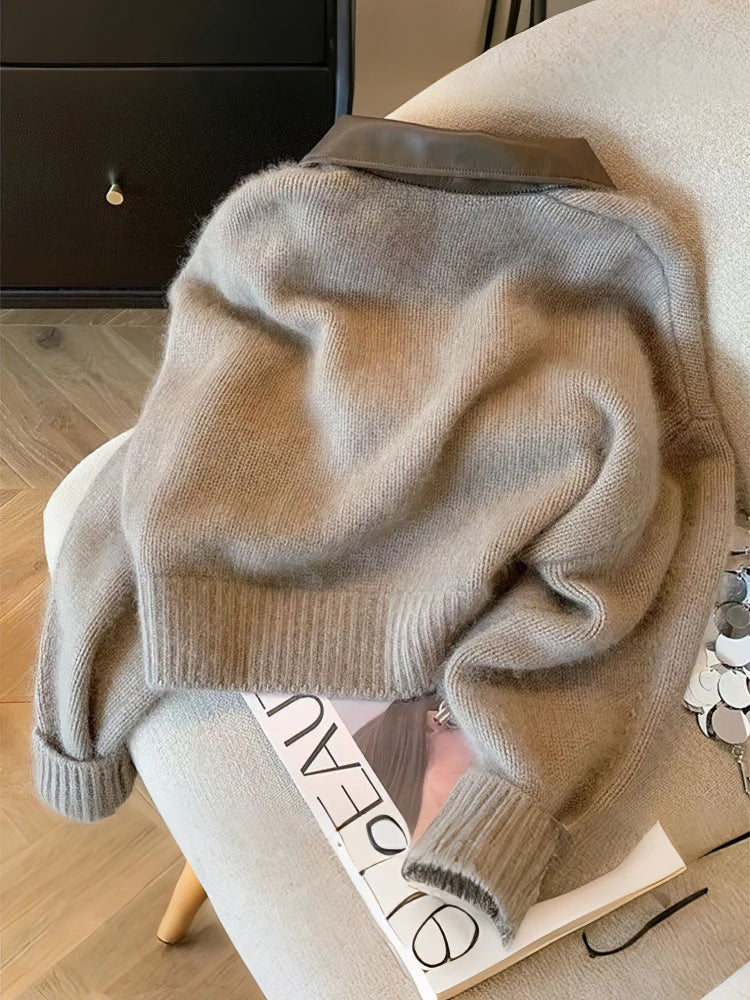 Cropped Zip Knit Bomber Cardigan
