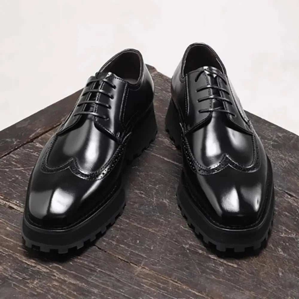 Leather Derby Shoes - brogue detail - formal classic