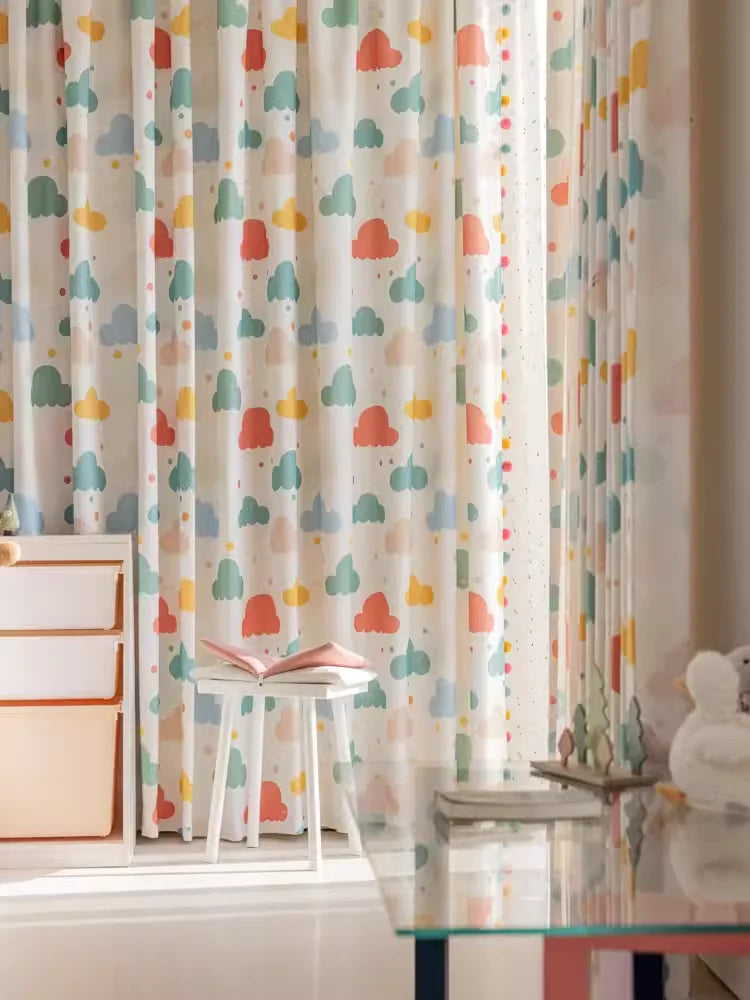 COLORFUL CARTOON CURTAINS - Custom Sizes, Sheer Cotton-Linen - Kids' Room Cheer