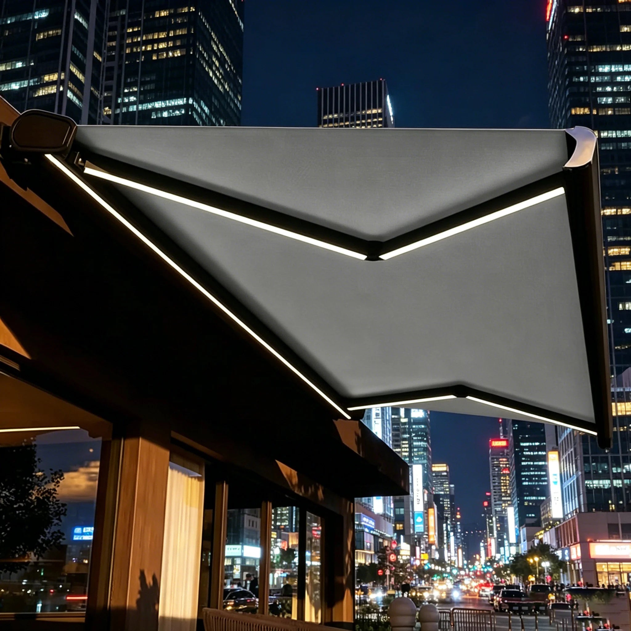 ELECTRIC AWNING - Custom Size & Color, UV-Resistant Acrylic - Outdoor Shade