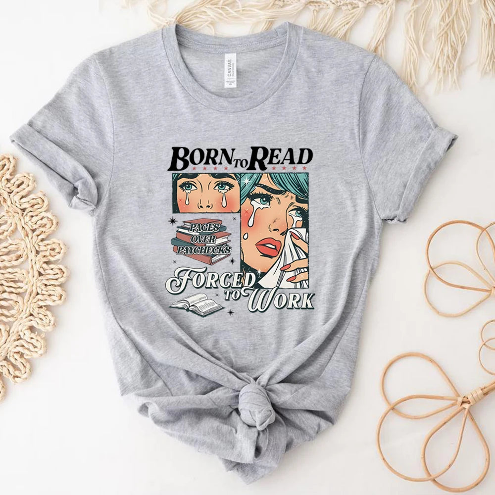 Retro Born To Read Bookish T Shirt Funny Reader Book Addict Shirts Spicy Books Short Sleeves Tops Bookish Tee Book Lover Gift