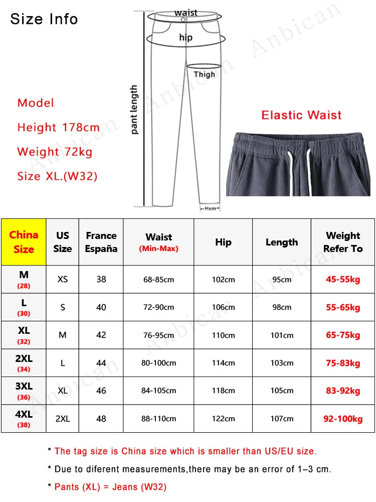 CORD & WARM - Men's Fleece-Lined Corduroy Sweatpants - Straight Loose Winter Trousers