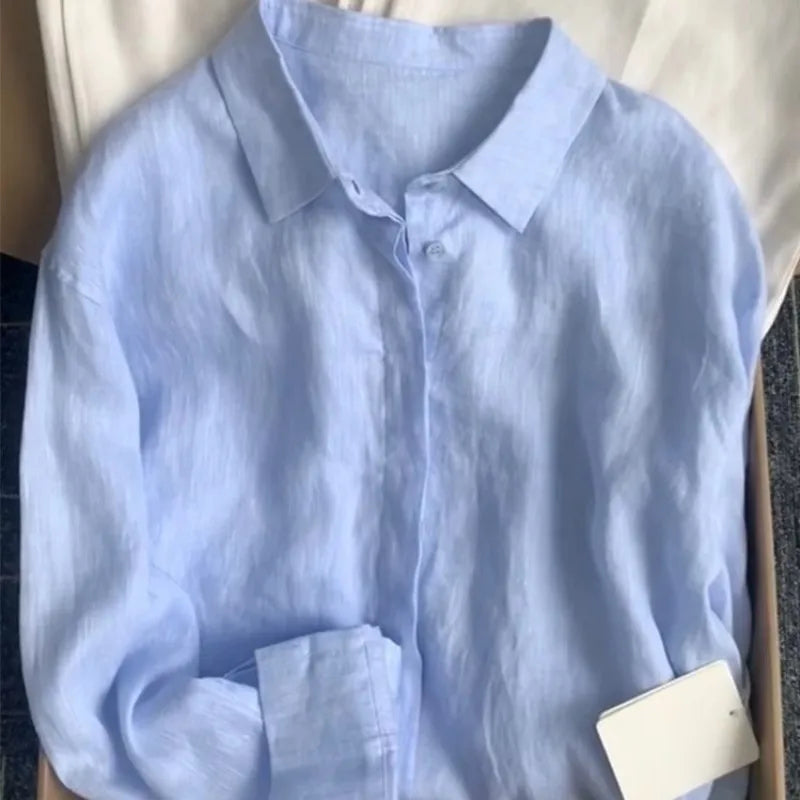LINEN OFFICE SHIRT WOMEN - Loose Fit, Long Sleeve, 4 Colors - Clean Days