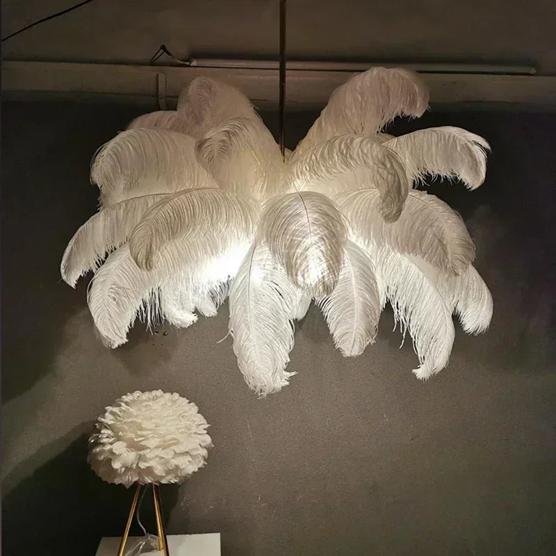 PLUME - Nordic Feather Chandelier - 3 Colors, 3 Sizes, LED Bulbs Included