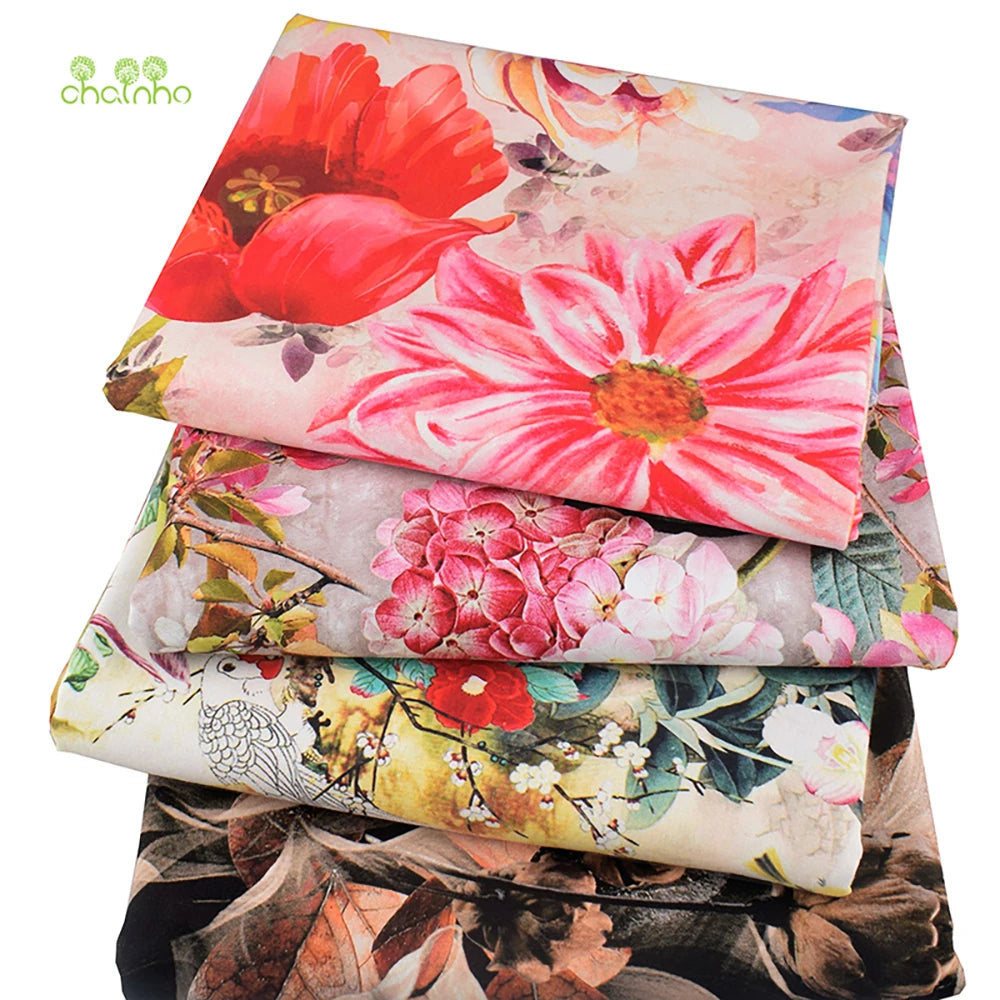 Chainho Printed Cotton Linen Fabric – 140cm Wide, 5 Patterns