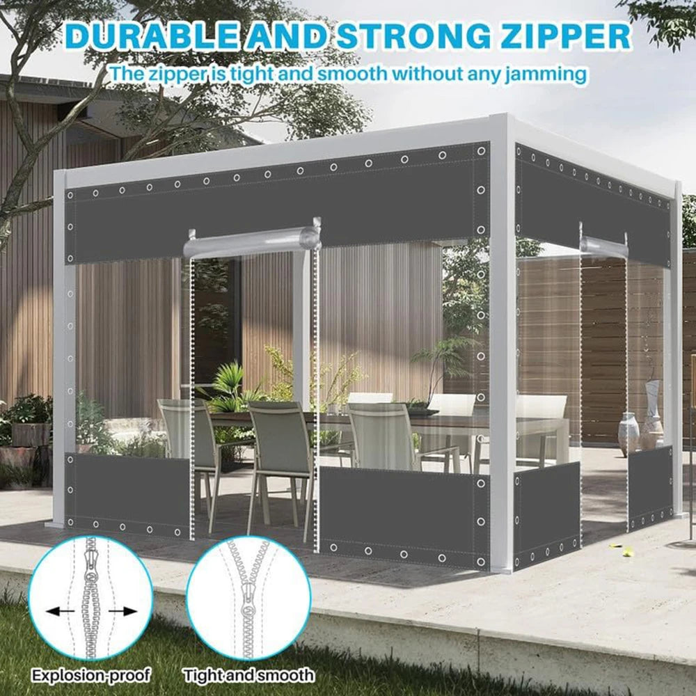 Clear Vinyl Curtains - Zippered Entry - Weatherproof Tarpaulin