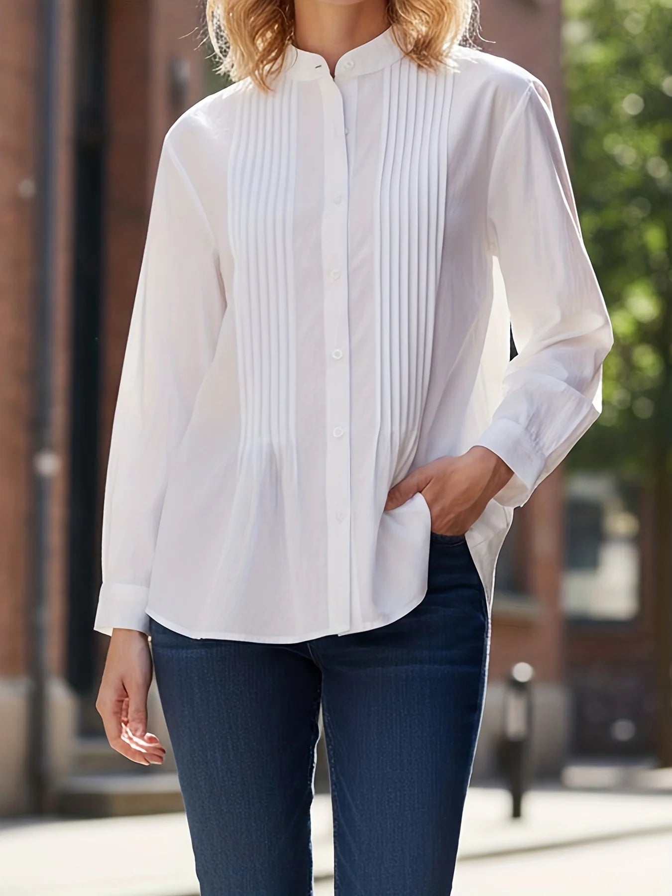 PLEATED COTTON SHIRT - 100% Cotton, Loose Fit - Clean Everyday