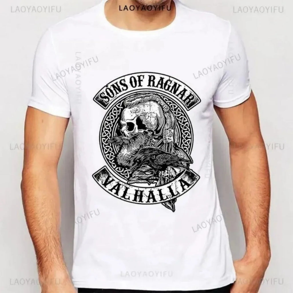 Viking T-Shirt Sons Of Odin Valhalla - Skull Biker Tee