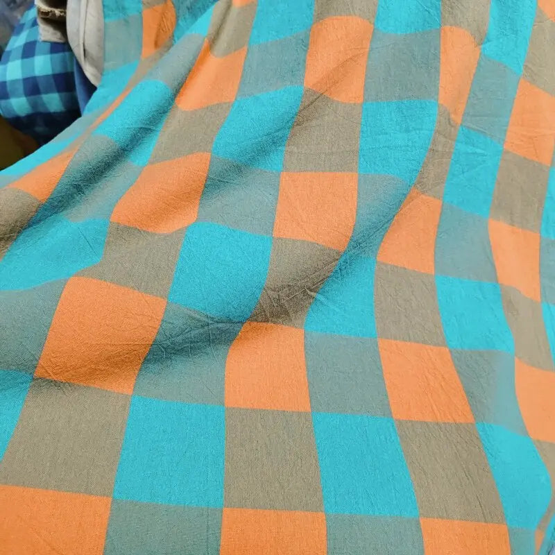 WASHED COTTON PLAID FABRIC - 100% Cotton, 270g/m - Soft Rooms