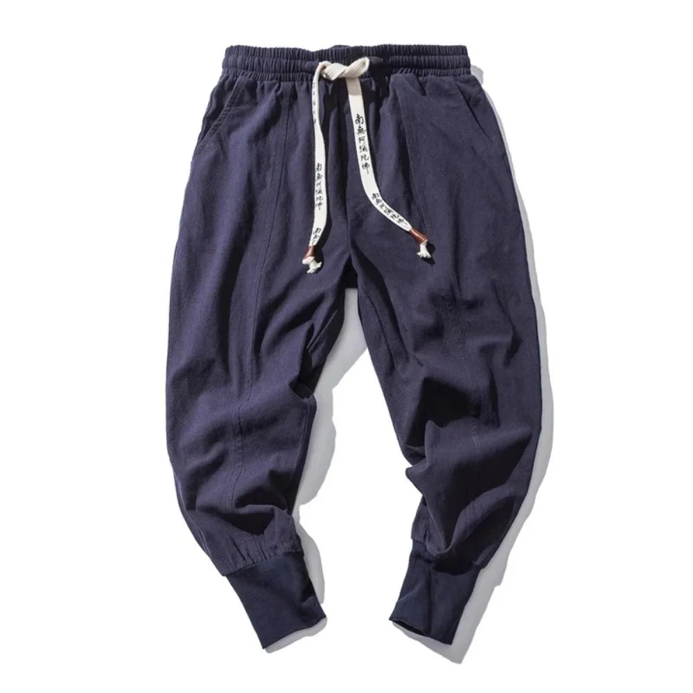 Men's Cotton Linen Drop-Crotch Harem Pants - Baggy Joggers - Casual Streetwear