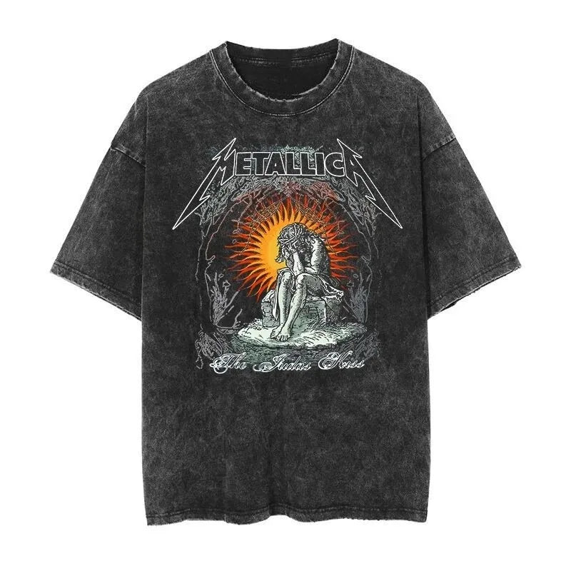 Metallica T-Shirt – Washed Vintage Rock Band Tee The Judas Kiss Unisex