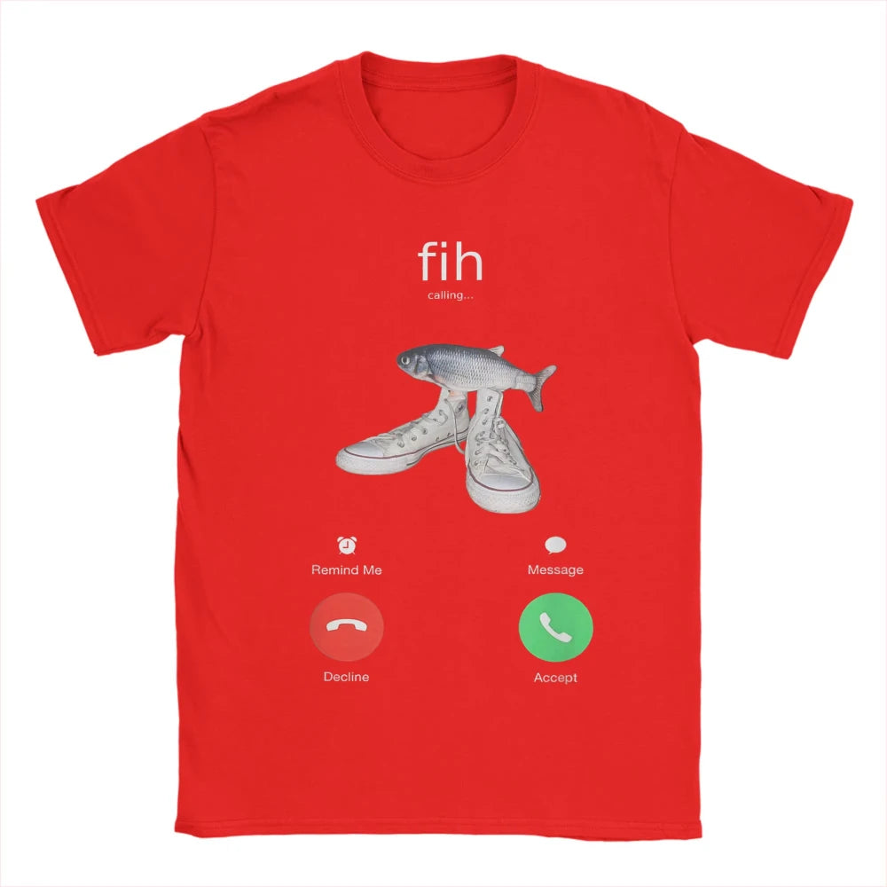 Fih Meme Fish Calling Shirt Misspelled Fih Is Calling Women Crew Neck Pure Short Sleeve Tee Harajuku Sleeve Aesthetic Clothes