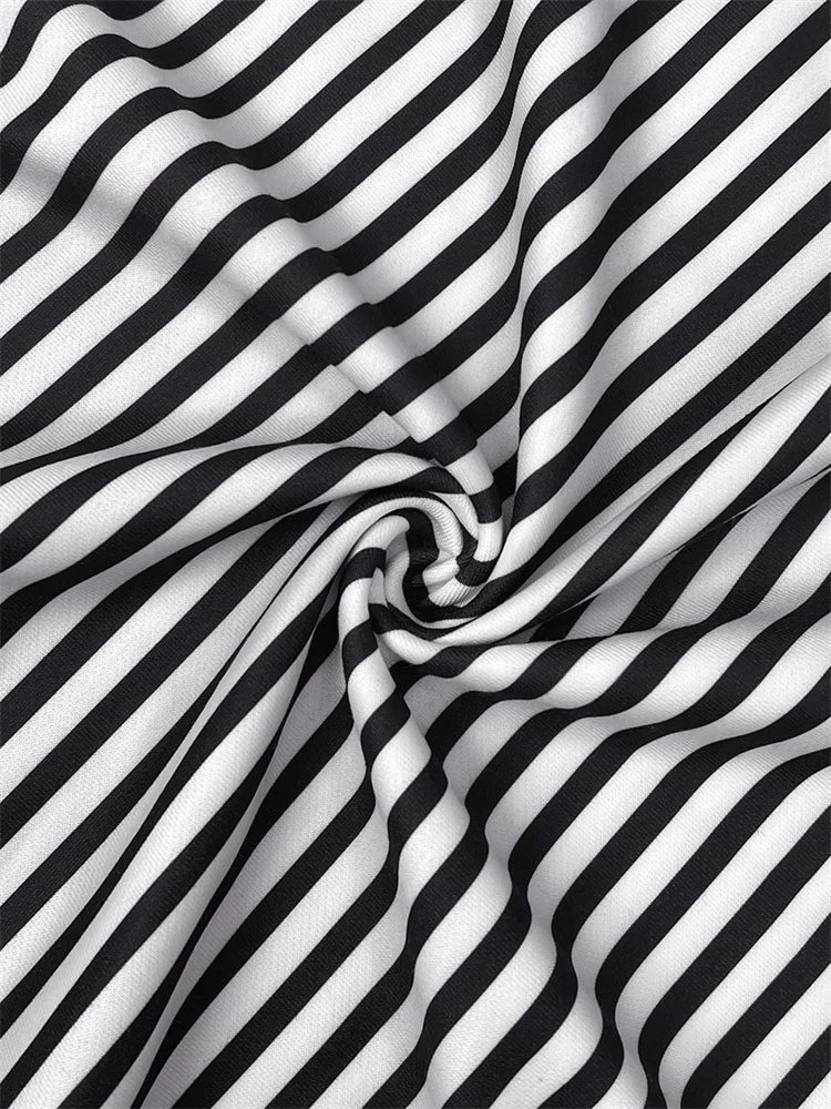 UOOZEE Fashion Women Striped Printed Stand Collar T-Shirts 2025 New Spring Summer Loose Casual Going Out Korean Style Tops