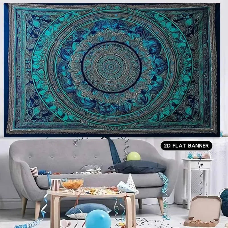Bohemian Blue Mandala Tapestry – Ethnic Wall Hanging