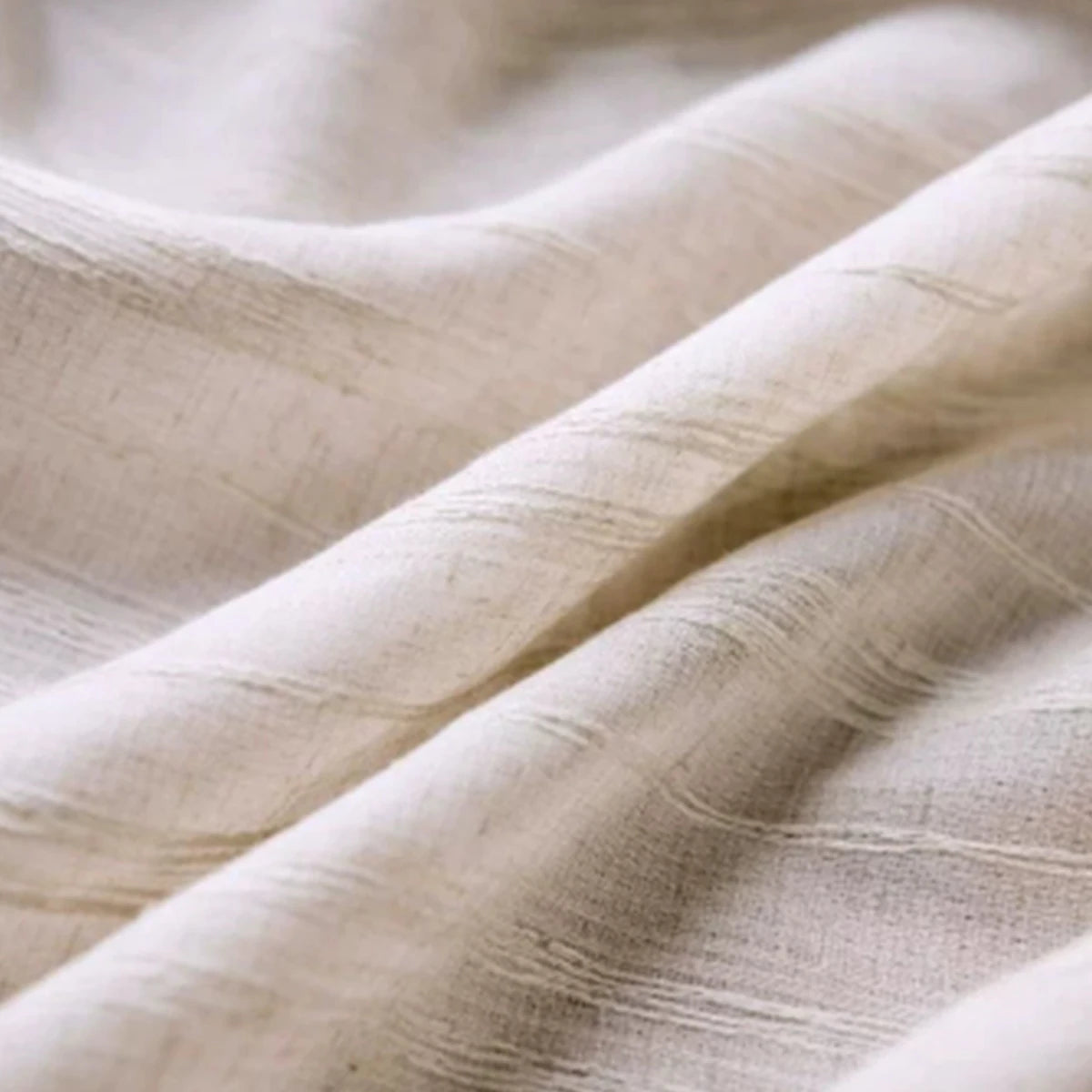 1PC Japanese Cotton Linen Curtain, Simple Filtered Light Stripe Design, Solid Color Hemp Texture, Hole-Processed, Suitable for L