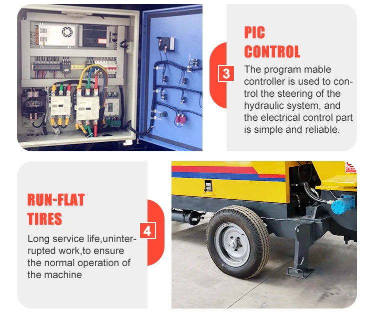 Electric Trailer Concrete Pump - 15-40 m³/h - 500 m Reach