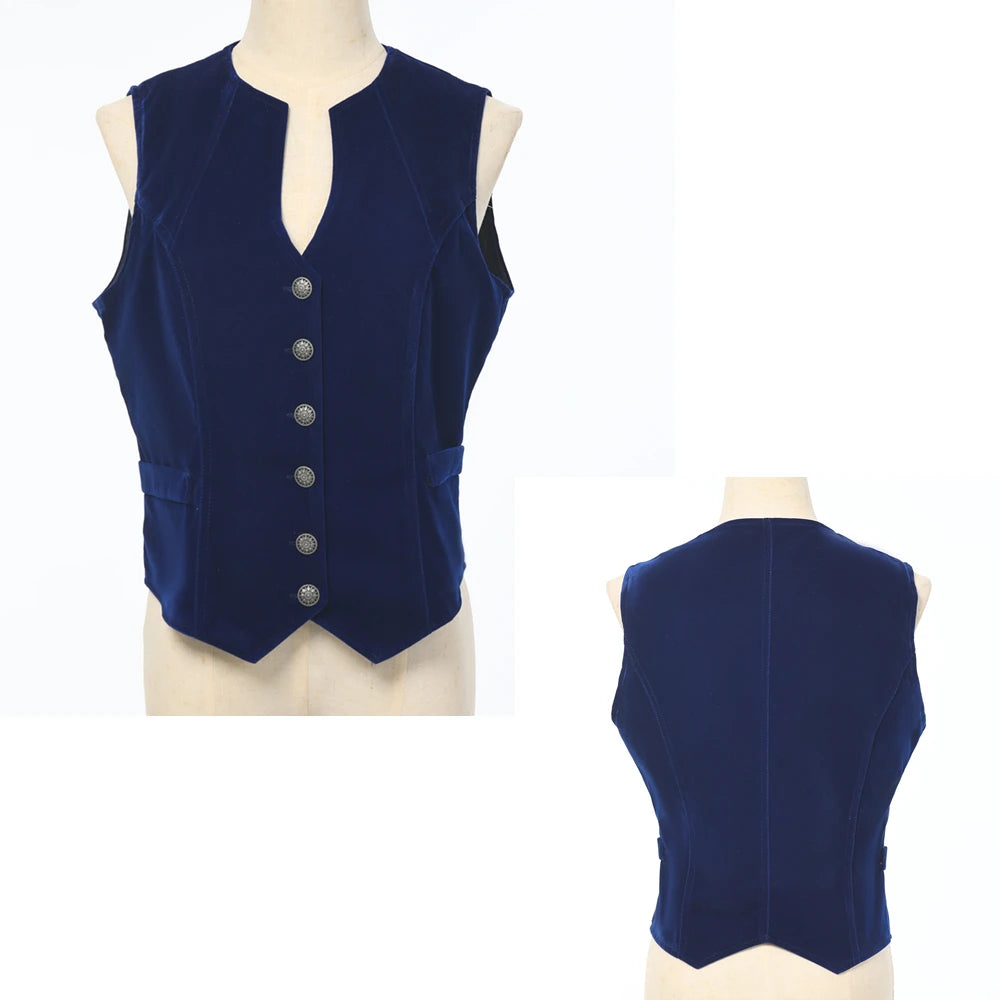 Vintage Velvet Vest for Women V Neck Cropped Sleeveless Casual Tops Regular Fitted Jacket Waistcoat