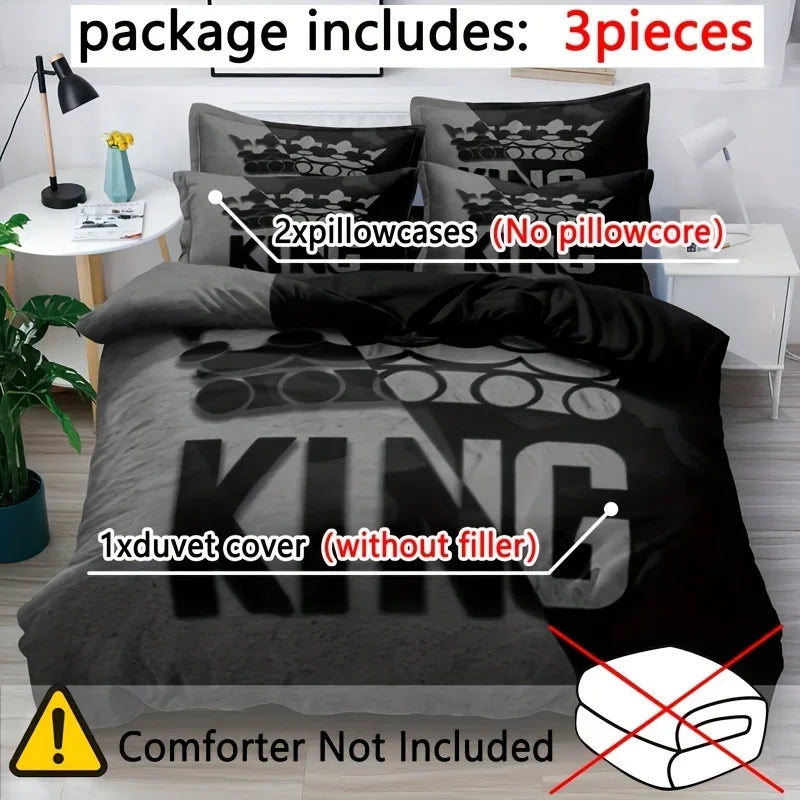 GREY & BLACK JACQUARD DUVET COVER SET - 6 Sizes EU/US/AU - Sharp Rooms