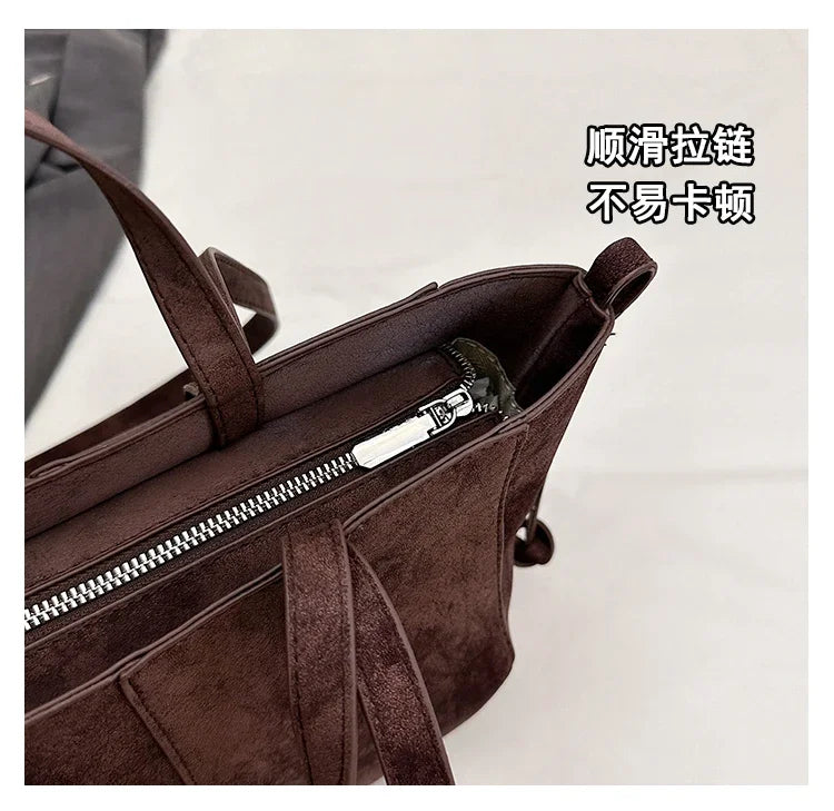 Light Luxury Solid PU Hasp Shoulder Bag for Women Commuting Frosted Leather Handbag 2026 Hot Sale Large Capacity Niche Tote Bags