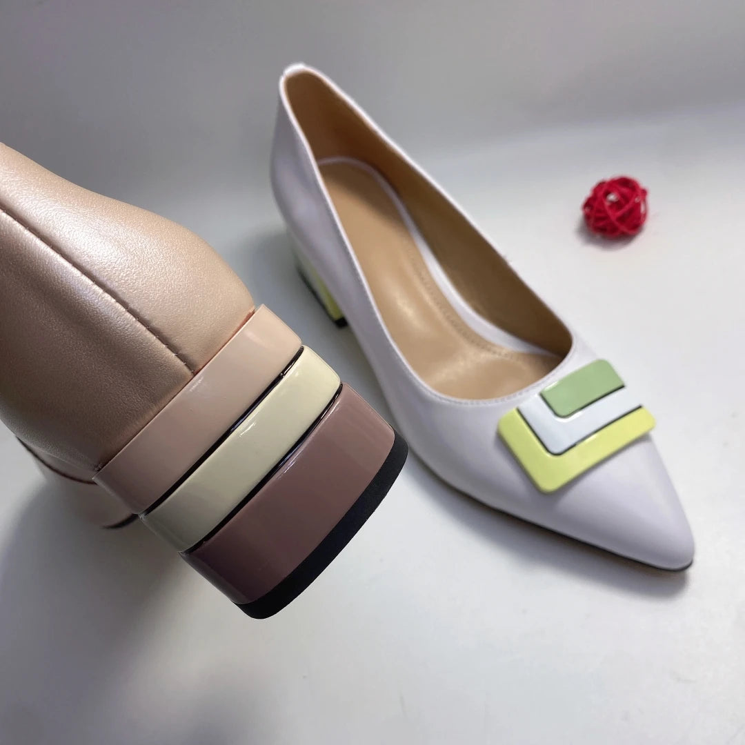 【JOCHEBED HU】Summer Genuine Leather Chunky Sandals Sexy Women High Heels Shoes New Brand Party Designer Slingback Pumps 33-46