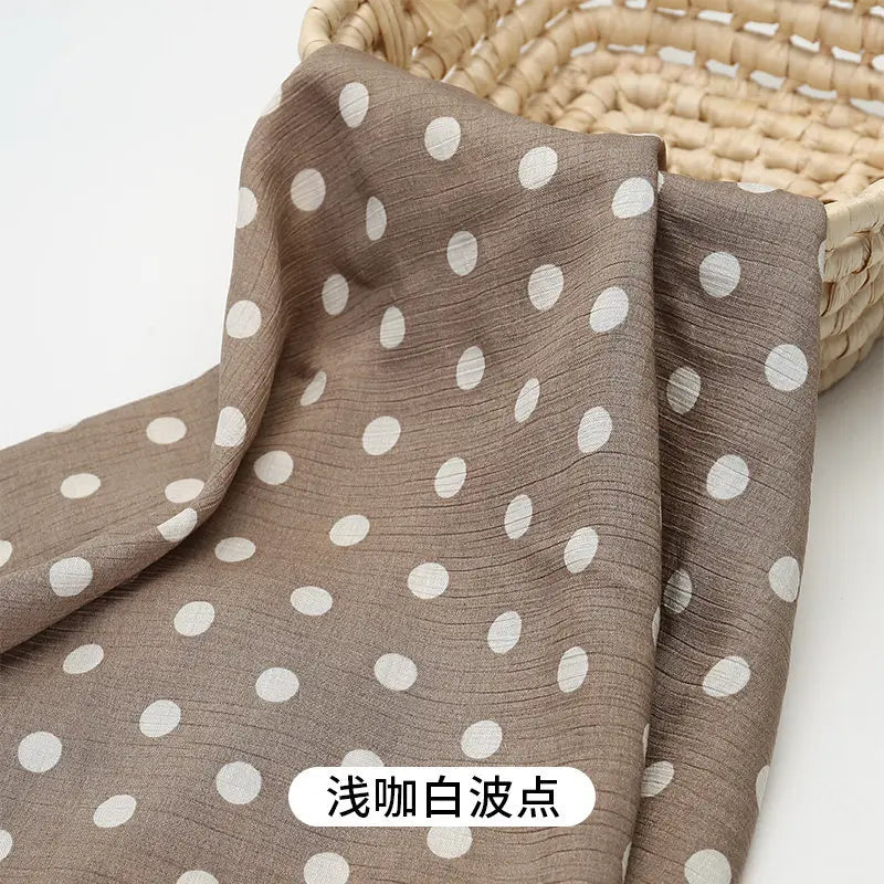 0.5m/1m/2m Imitation Cotton Polka Dot Printing Fabric for Summer Dresses Home Wear Pajamas Hair Accessories DIY Sewing Fabrics