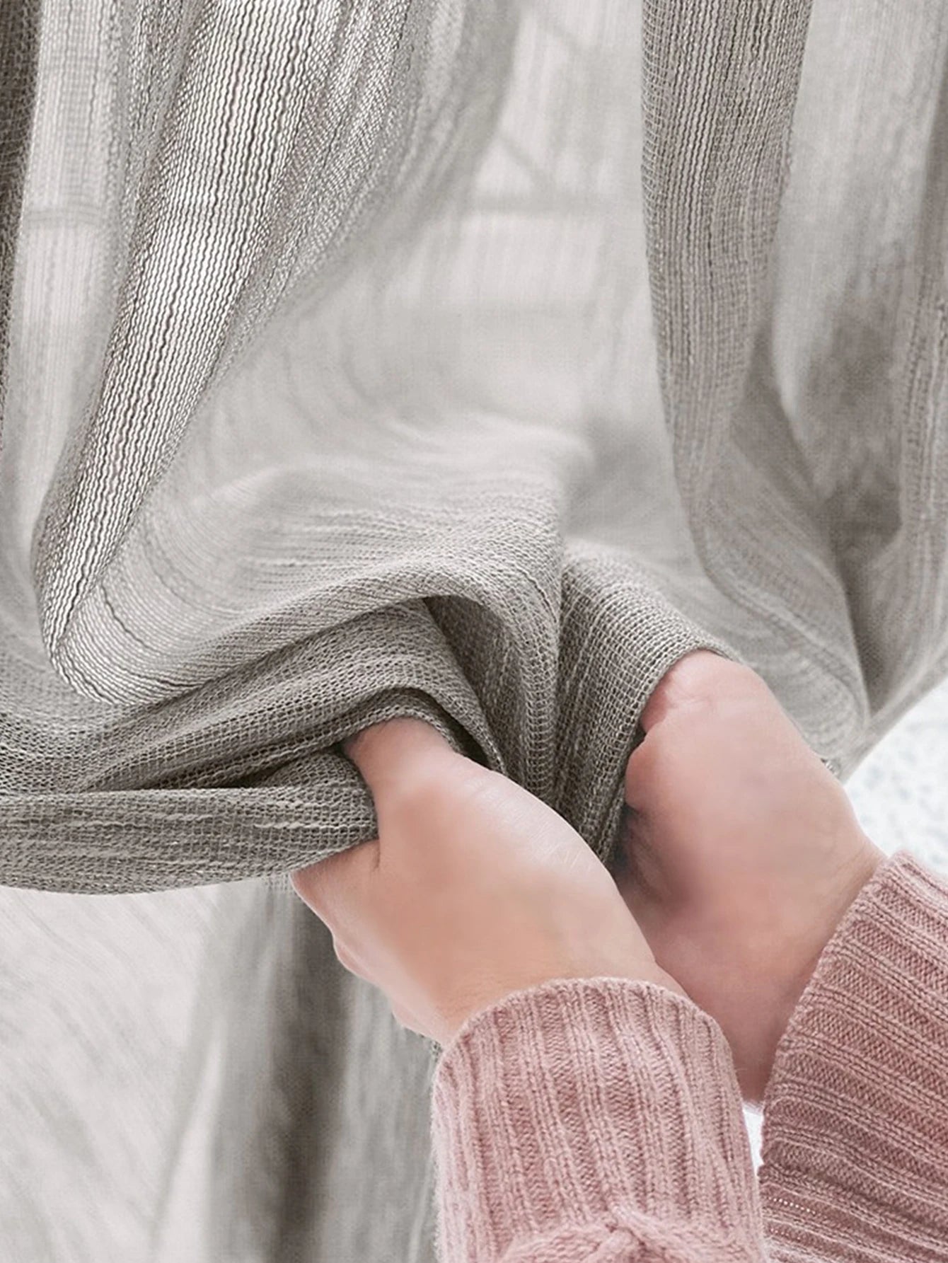 Korean grey solid color cotton linen curtain windproof heat insulation curtain for living room and bedroom