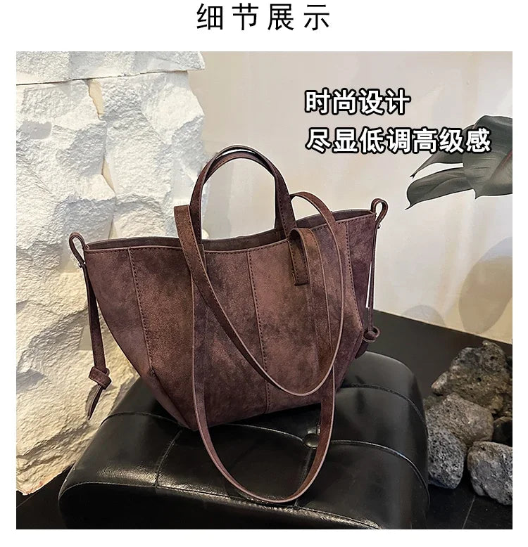 Light Luxury Solid PU Hasp Shoulder Bag for Women Commuting Frosted Leather Handbag 2026 Hot Sale Large Capacity Niche Tote Bags