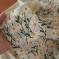 Retro Daisy Embroidery Cotton Linen Fabric – 135cm Wide