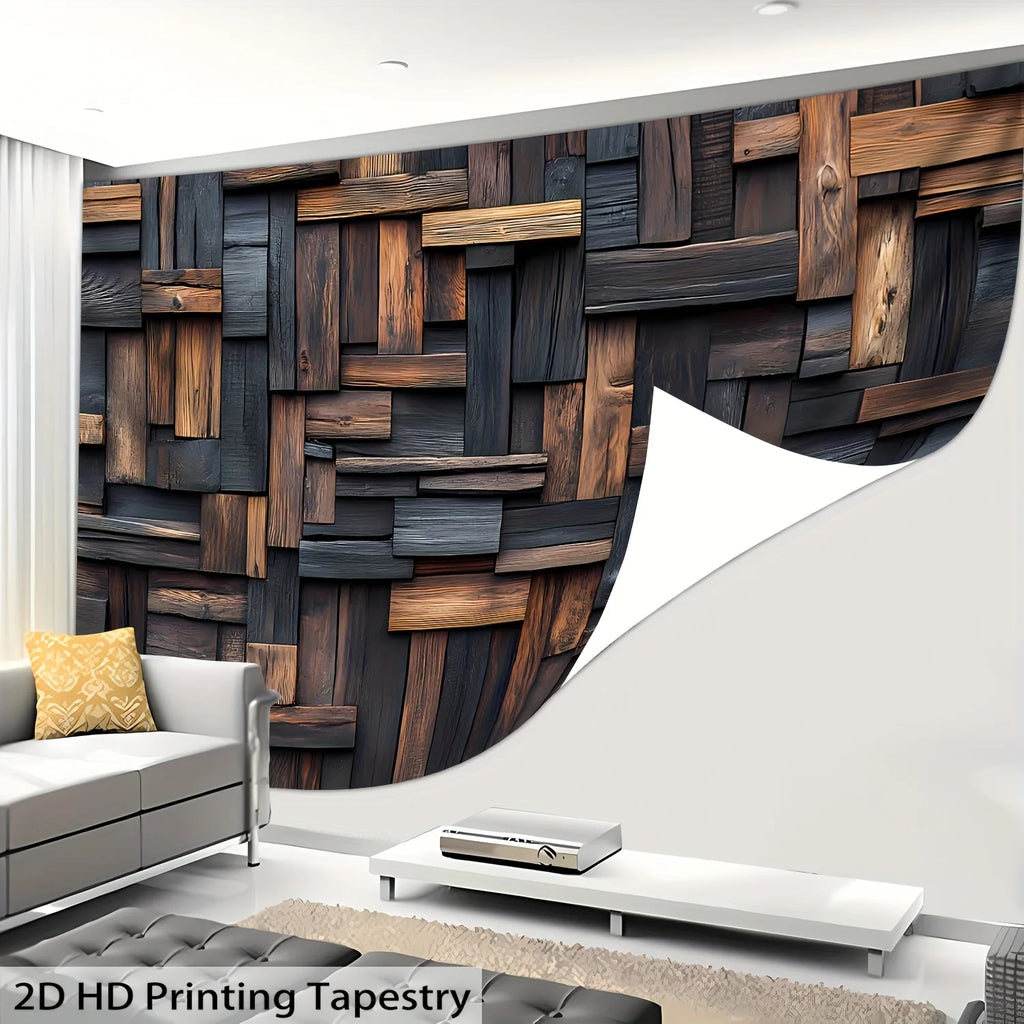RUSTIC WOOD PLANK TAPESTRY - 3D Print Polyester, 10 Sizes - Raw Walls
