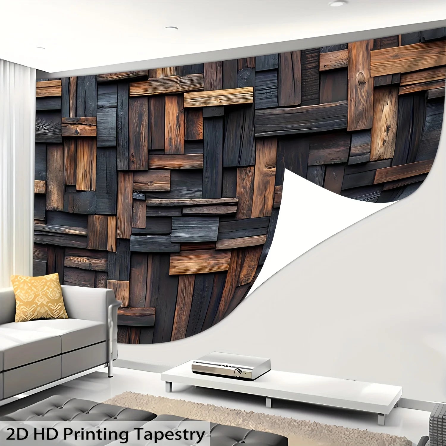 RUSTIC WOOD PLANK TAPESTRY - 3D Print Polyester, 10 Sizes - Raw Walls