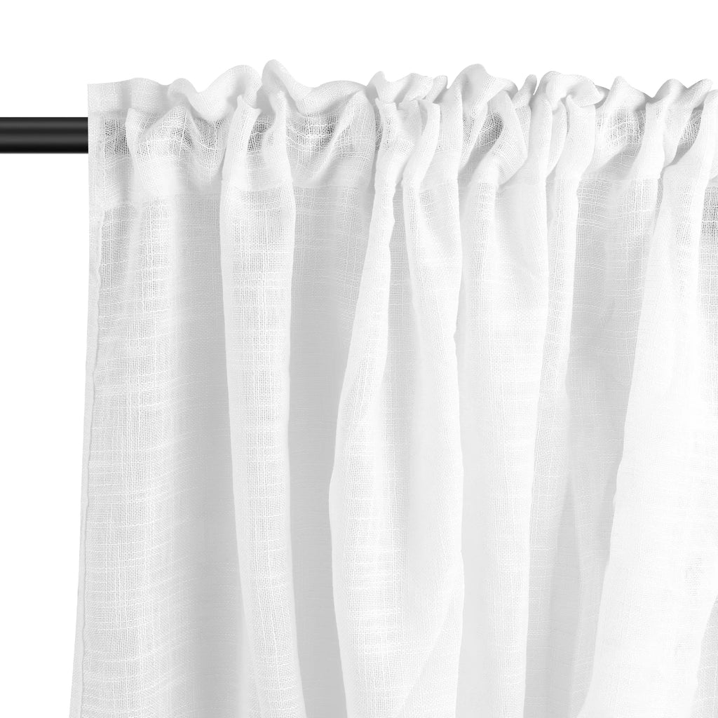 MODERN LINEN SHEER CURTAINS - 2 Panels, 1–40% Shading - Soft Window Light