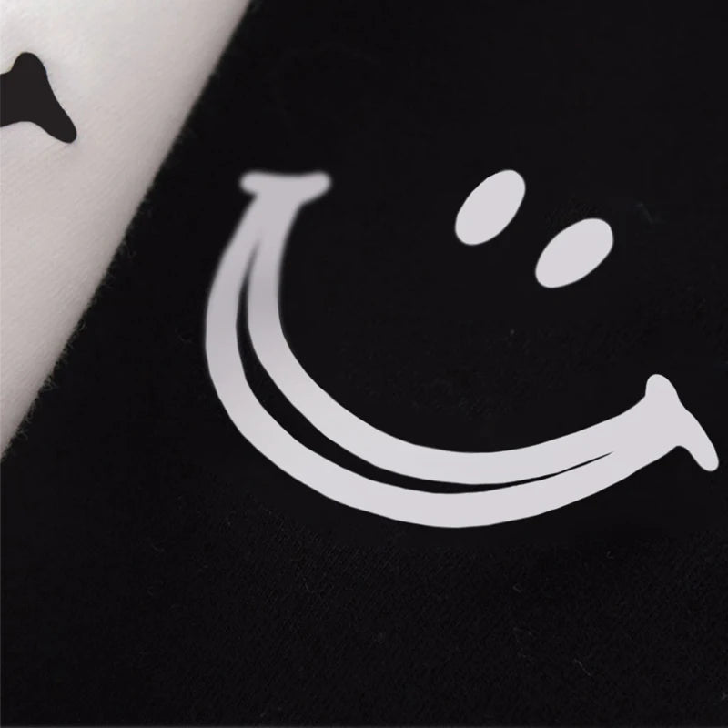 1pcs Girl Summer Smile Print T-shirts Women Classic Basic Fashion Tees Students Short Sleeve Loose Tops Female Round Neck Tshirt