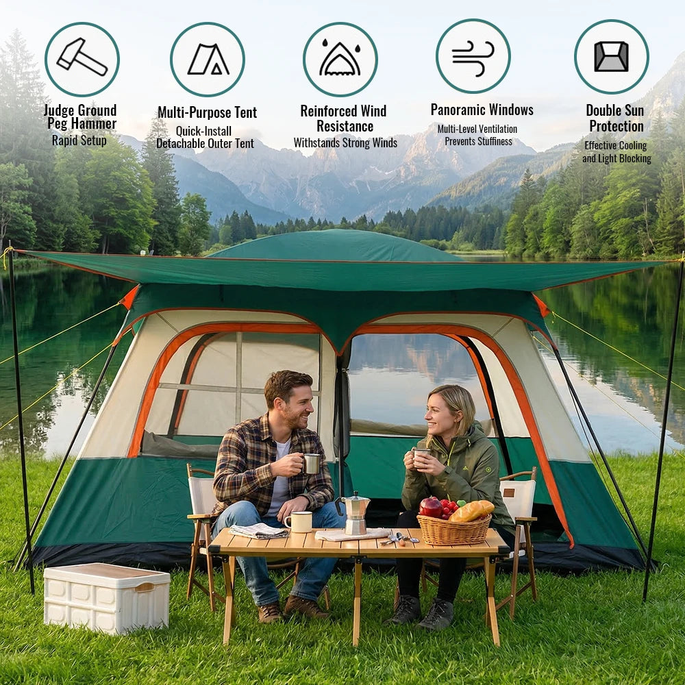 4-6 Person Family Camping Tent 2 Bedrooms Large Waterproof Easy Setup