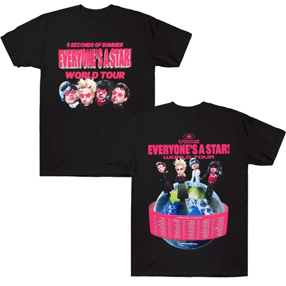 Y2k Tops 5SOS World Tour 2026 T-shirts Summer Fan Gifts Tees 5 Seconds of Summer EVERYONE'S A STAR!  Women Men Fashion Clothing