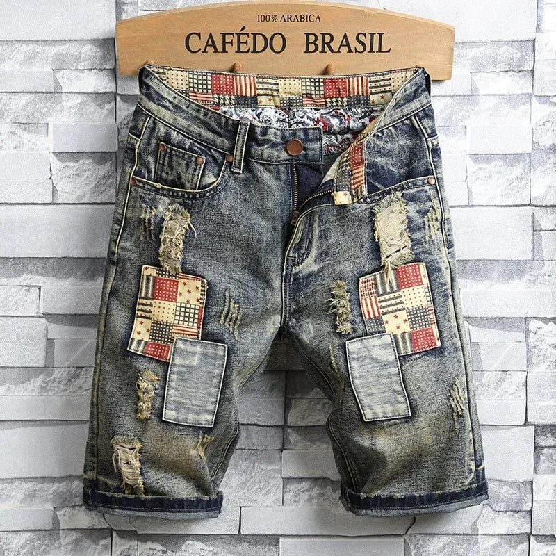 2026 Summer Men's Blue Ripped Jeans Shorts Fashion Casual Denim Shorts Asian Size 28-34 36 38 40 Men's Slacks, 2025 New