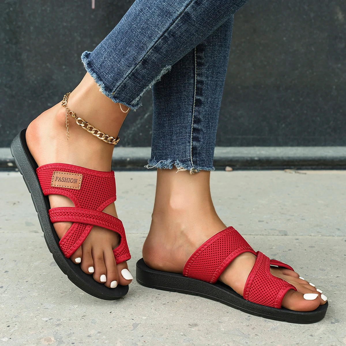 Women's Casual Sporty Sandals Breathable Comfortable Skin-Friendly Flat Bottom Slip-On Slippers