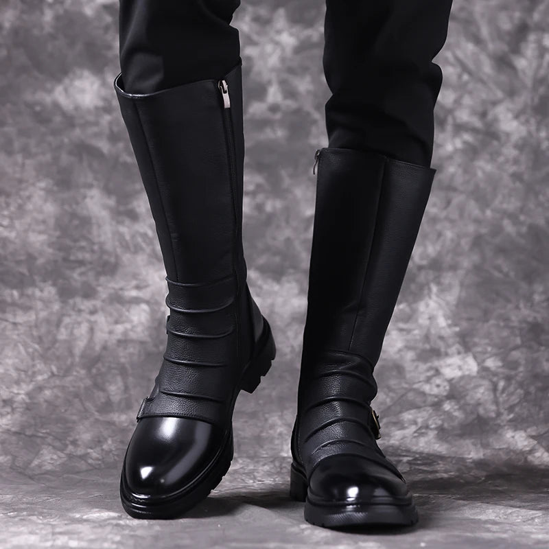 BRITISH MID-CALF BOOTS - Men's Side Zipper Motorcycle Boots - Classic Style, All-Day Comfort