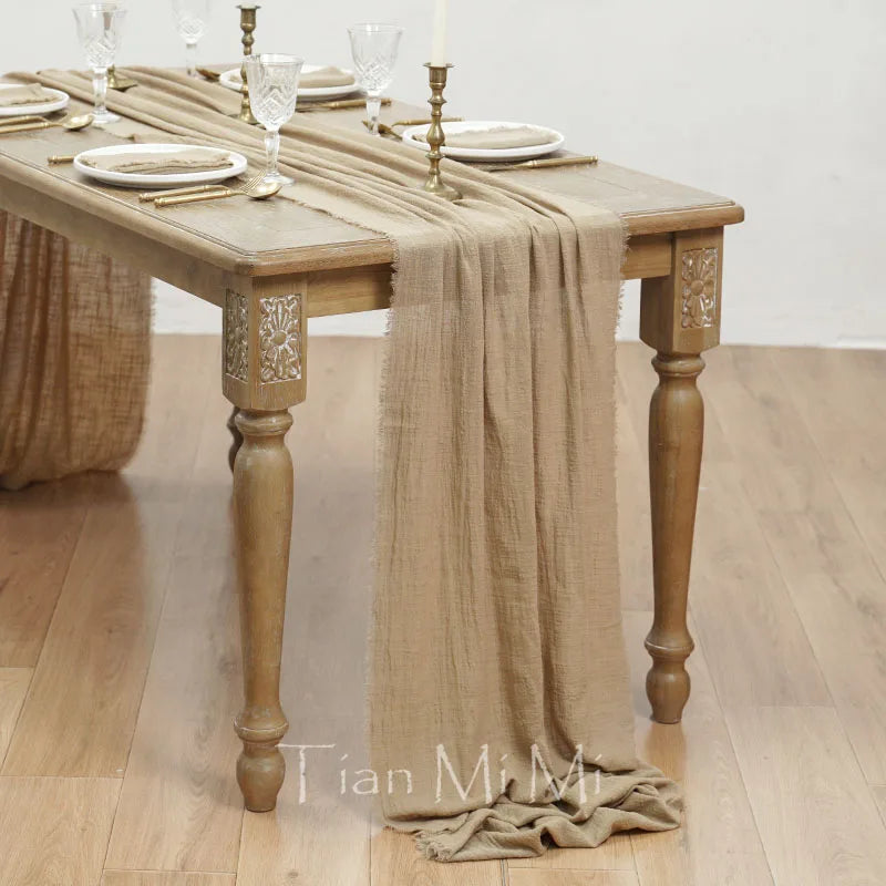 COTTON GAUZE TABLE RUNNER - 23 Colors, 40 & 62cm Wide, Up to 10m - Rustic Tables