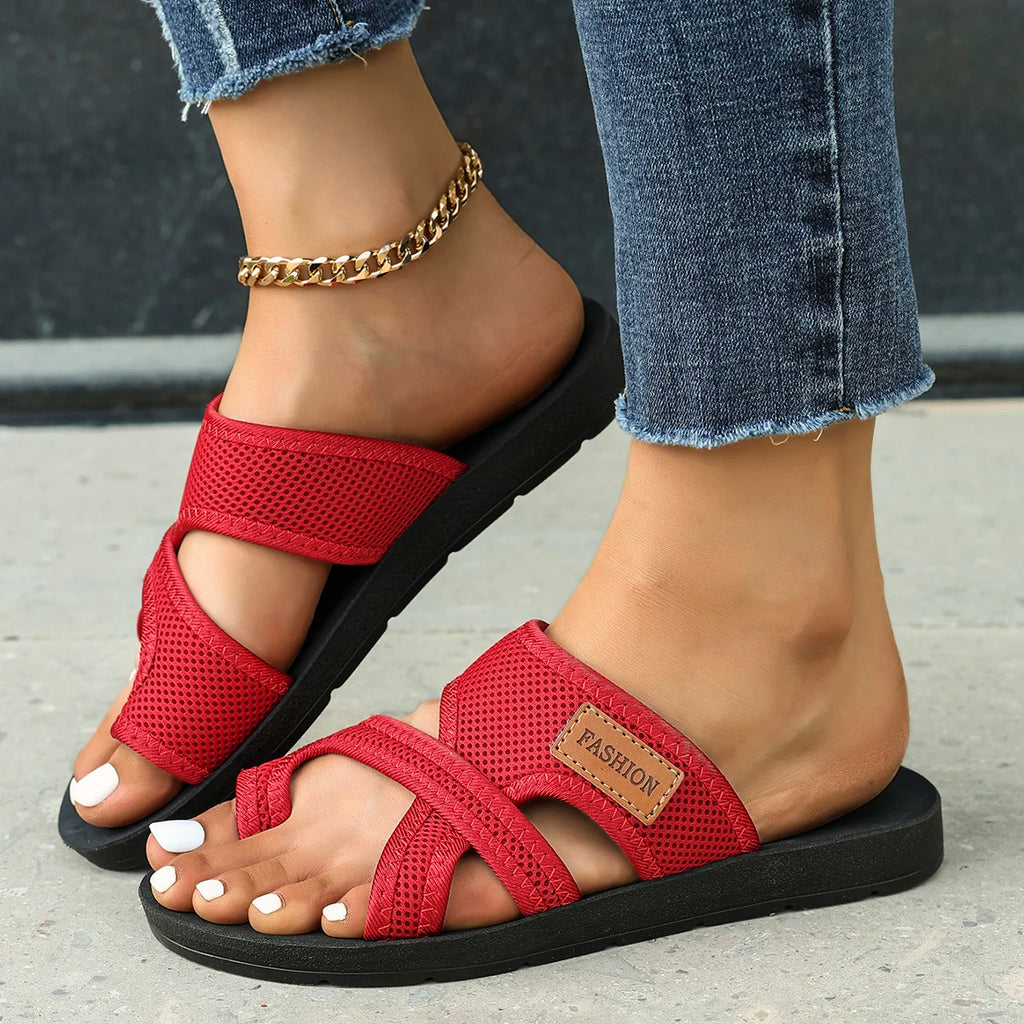 Women's Casual Sporty Sandals Breathable Comfortable Skin-Friendly Flat Bottom Slip-On Slippers