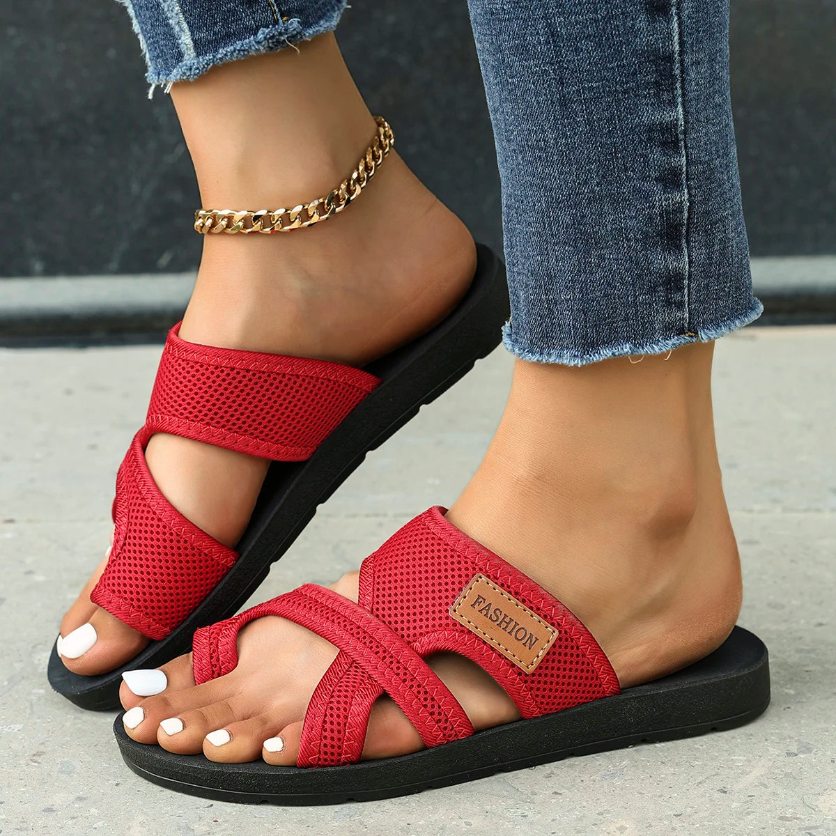 Women's Casual Sporty Sandals Breathable Comfortable Skin-Friendly Flat Bottom Slip-On Slippers