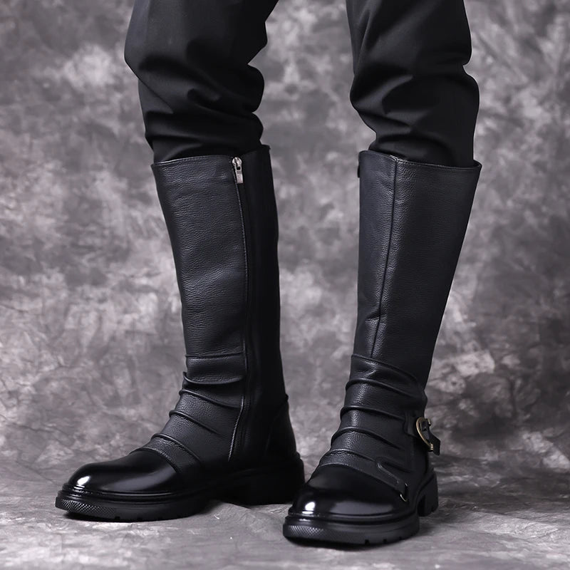 BRITISH MID-CALF BOOTS - Men's Side Zipper Motorcycle Boots - Classic Style, All-Day Comfort