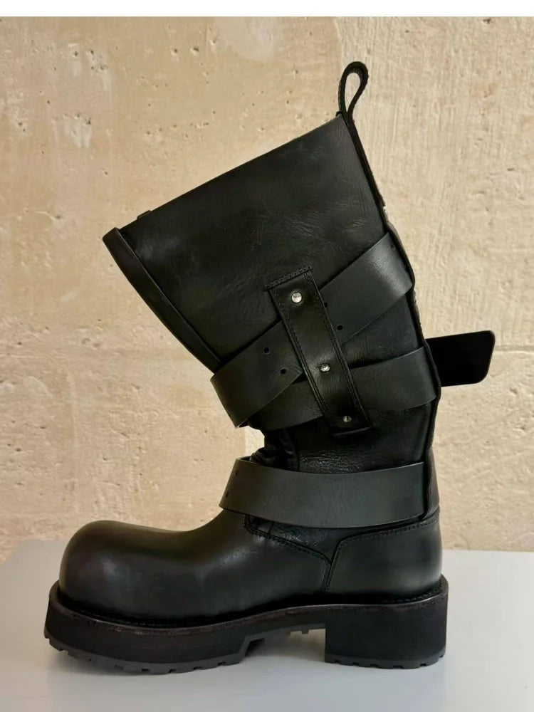Buckle Fashion Boots - Microfiber Finish - Retro Edge