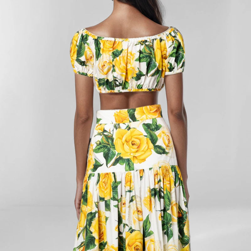 2026Spring new women's clothing Foreign trade European and American dresses Elegant casual loose-fitting plant print long dress