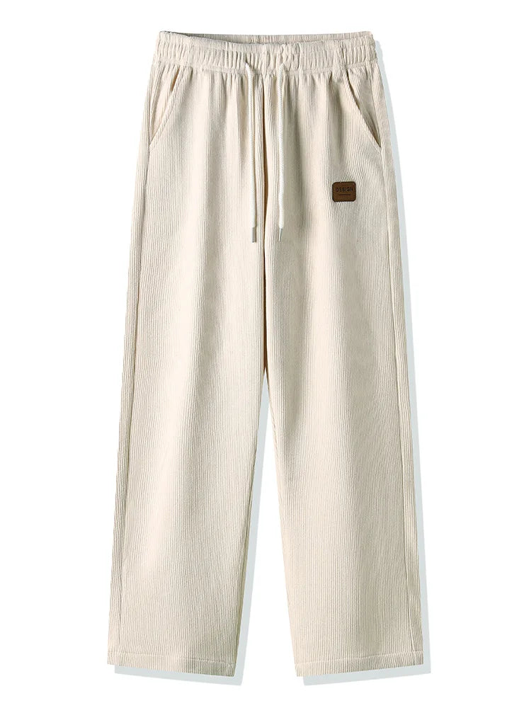 CORD & WARM - Men's Fleece-Lined Corduroy Sweatpants - Straight Loose Winter Trousers