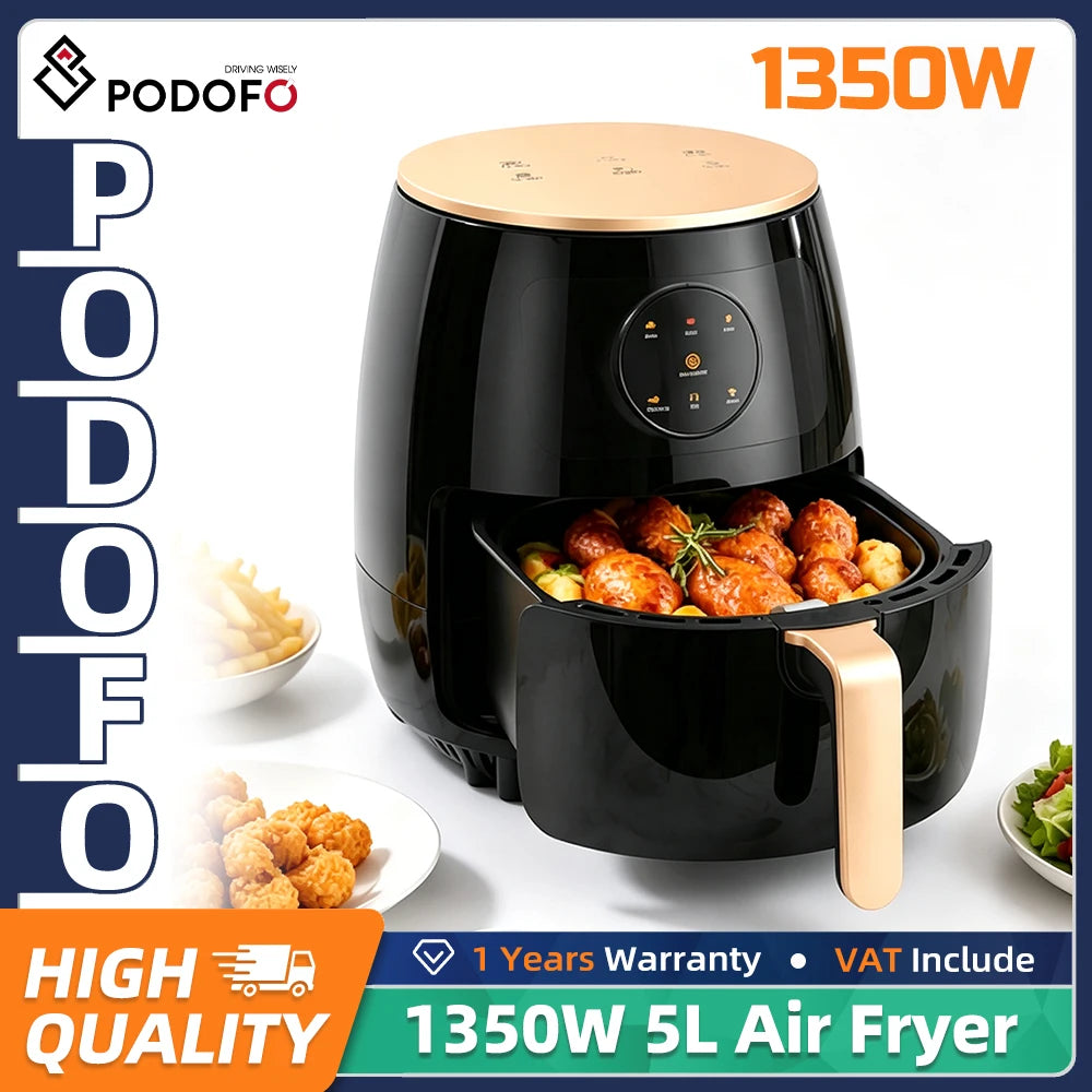 5L Air Fryer 1350W Oil-Free 200°C 60min 7 Presets