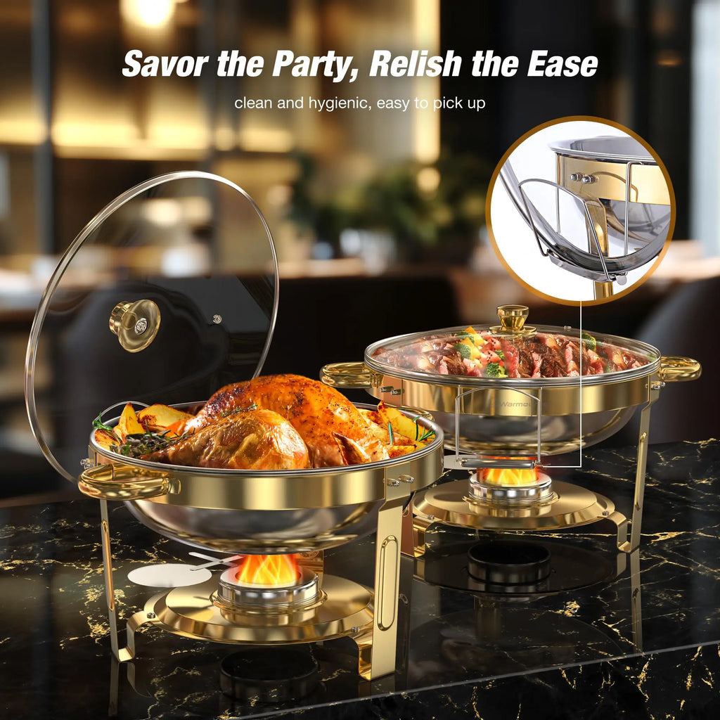 Chafing Dish Buffet Set - 5QT Gold Stainless - Party Ready