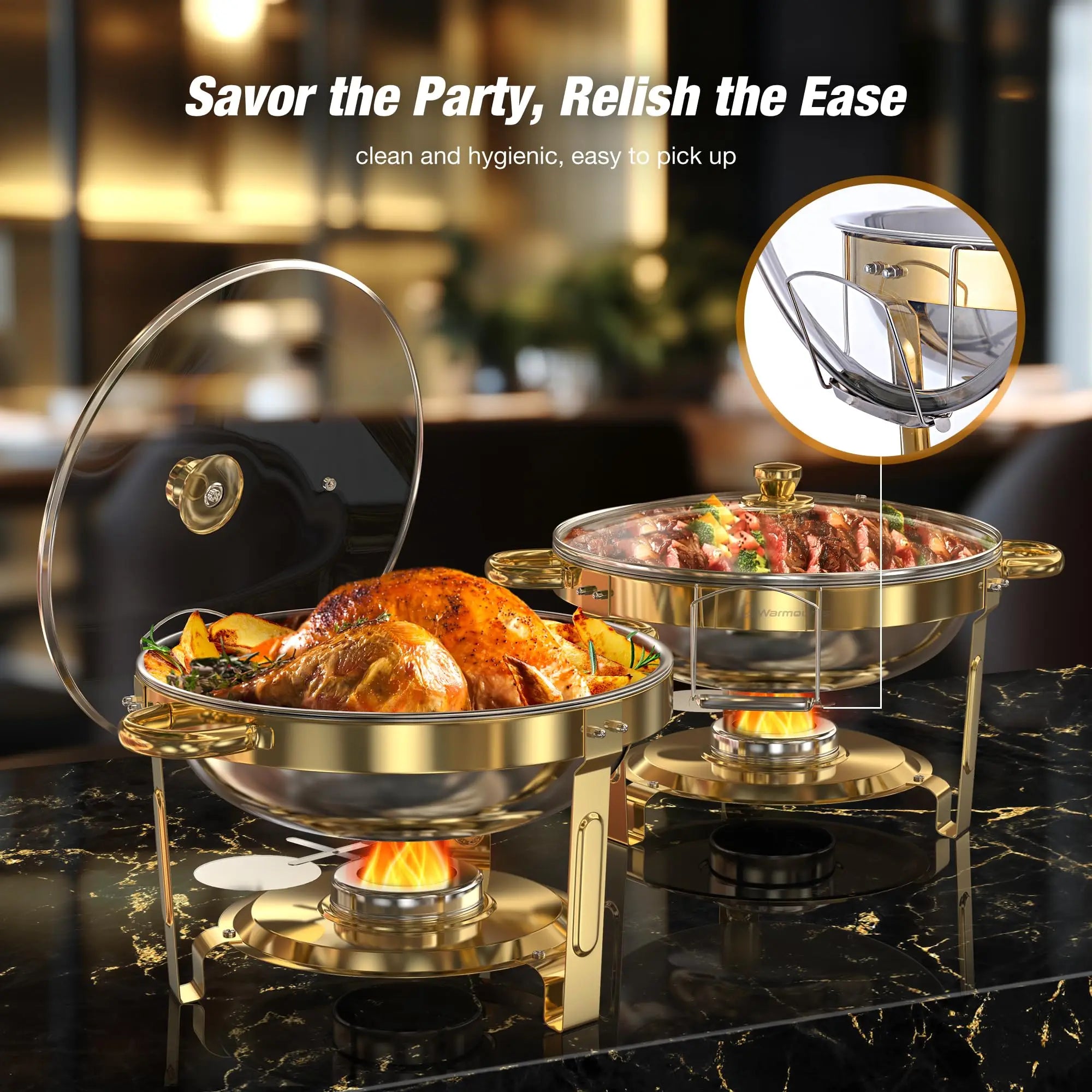 Chafing Dish Buffet Set - 5QT Gold Stainless - Party Ready